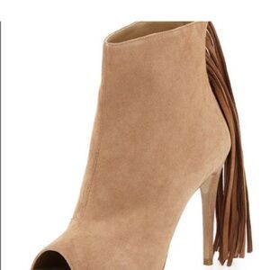 Burberry Tan Suede Fringe Heeled Boots